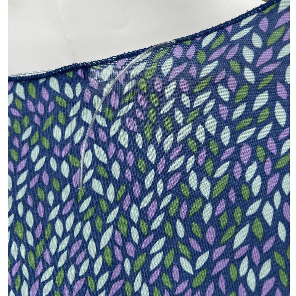 Gudrun Sjoden Leaf Print Top Womens XL Blue Purple Long Sleeve Lettuce Edge - Picture 2 of 5